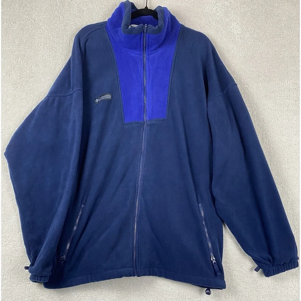 Vintage Columbia 3 in 1 Jacket Mens XL Blue Orange Fleece Interchange Hooded 90s